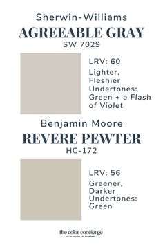 the color scheme for sherylin williams's agreeable gray