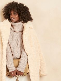 Cable-Knit Turtleneck Sweater | Banana Republic Mountain Outfit Winter, Mountain Outfit, Chic Wardrobe, Sweater Turtleneck, Cable Knit Turtleneck Sweater, Fisherman Sweater, Knit Turtleneck, Fair Isle Sweater, Neutral Outfit