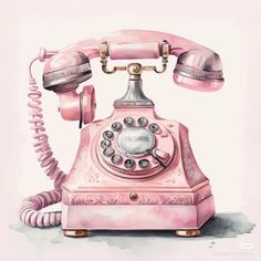 an old fashioned pink phone with two hands