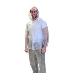 High quality soft nylon fabric laminated to durable PVC material give this category of rainwear unbelievable durability and a great range of motion. Each jacket or poncho features large hood with visor to help shed the weather. The suit jacket offers a strong draw cord and sturdy cord lock to keep unwanted winds from working their way inside the suit. Each poncho is generously cut to knee length. All jackets and ponchos come with plenty of storm vents to allow for maximum breathability. Gender: White Hooded Raincoat For Rainy Season, Nylon Raincoat With Storm Flap For Rainy Weather, White Nylon Raincoat For Rainy Weather, Hooded Nylon Raincoat For Rainy Season, Hooded Nylon Raincoat With Storm Flap, Hooded Waterproof Nylon Raincoat, Waterproof Nylon Hooded Raincoat, Functional Hooded Raincoat For Rainy Season, Waterproof Hooded Nylon Raincoat