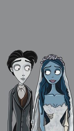 the corpse bride and groom are standing next to each other