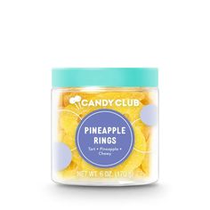 candy club pineapple rings in a jar