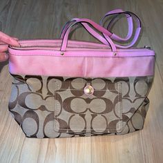 Brown With Pink Wear And Tear As Pictured Comes With Dust Bag Bags Coach, Coach Handbag, Wear And Tear, Coach Handbags, Coach Bags, Shoulder Bags, Dust Bag, Bag Lady, Shoulder Bag