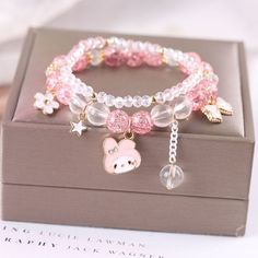 Kawaii Anime Melo Kuro Crystal Bracelet This Kawaii Anime Melo Kuro Crystal Bracelet combines cuteness and elegance with its delicate crystals. Adorn your wrist with this charming accessory and add a touch of uniqueness to any outfit. Perfect for any anime lover, this bracelet will surely be an eye-catching addition to your jewelry collection. Kawaii Bracelet, Girly Bracelets, Pretty Jewelry Necklaces, Kawaii Jewelry, Kawaii Accessories, Jewelry Accessories Ideas, Crystal Beads Bracelet, Fancy Jewelry, Cute Bracelets