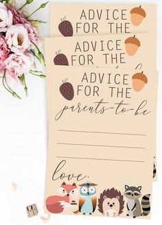 an envelope with the words advice for the advice for the parents to be written on it