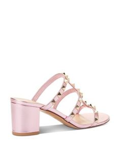 Valentino Garavani Women's Rockstud Block Heel Slide Sandals Fashion Girl, Mid Heel, Slide Sandals, Valentino Garavani, Black Sandals, Bright Pink, Block Heels, Shoes Sandals, Pick Up