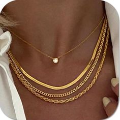 Material: 14k Gold Plated Hypoallergenic Lead & Nickle Free Tarnish Free Length: 14”-17.7” With 2” Extender 4pc Necklace Set Layered Choker Necklace, Layered Chain Necklace, Layered Chain, Stacked Jewelry, Link Necklace, Rope Chain, Vintage Necklace