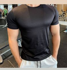 Fitted Shirts Men, Sporty T-shirt For Gym, Snug Fit T-shirt With Crew Neck For Workout, Snug Fit T-shirt For Workout With Crew Neck, Snug Fit Crew Neck T-shirt For Workout, Sporty Snug Fit T-shirt For Gym, Moisture-wicking Snug Fit Sports T-shirt, Moisture-wicking Snug Fit T-shirt For Sports, High Stretch Solid Color Training T-shirt