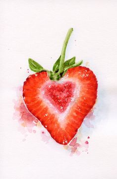 a strawberry with the word farm flavor written on it's side and an image of a heart in the center