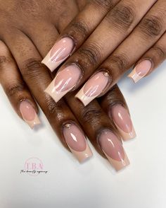 French Tips Beige, Beige Tips Nails, Tan Nails French Tip, French Tip Nails Cream, Nails Natural French Tip, French Tip Beige Nails, French Tip Nude Nails, Cream French Tip, Tan French Tip Nails Almond