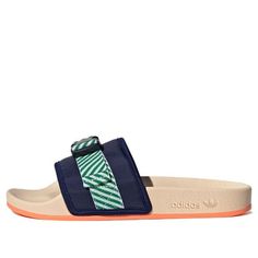 (WMNS) Adidas Originals Pouchylette Slides 'Night Sky Bliss Orange Pink' GW9782 (Casual/Women's/Wear-resistant) Spring Blue Adidas Sandals, Adidas Blue Sandals For Spring, Adidas Blue Slip-on Sandals, Adidas Sports Slides With Rubber Sole, Adidas Sporty Slides With Rubber Sole, Adidas Casual Slip-on Sport Sandals, Blue Adjustable Sport Sandals, Adjustable Blue Sport Sandals, Blue Adjustable Sporty Sport Sandals