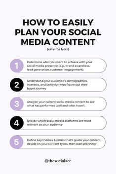 an info sheet with the words how to easily plan your social media content