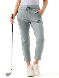 Women's Pants 7/8 Stretch High Waisted Sweatpants 4 WayStretch Travel Athletic Work Golf Pants With Pockets clove Grey    Woven Fabric Plain Straight Leg Slight Stretch All Women Activewear, size features are:Bust: ,Length: ,Sleeve Length: High Waisted Sweatpants, Sports Pants Women, Golf Pants, Girls Denim, Knitting Girls, Outdoor Woman, Girl Falling, Wide Leg Denim, Sport Pants