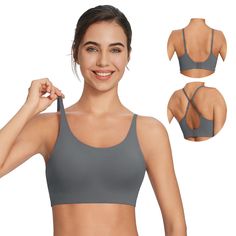 PRICES MAY VARY. High Impact Sports Bra: Soft, breathable Sweatleaf fabric with four-way stretch offers high support and unrestricted movement, so you can enjoy comfortable workouts and unleash your full potential. Wear 2 Ways: Flexible straps let you wear them straight or crossed. Express your unique beauty. Easy On-and-Off: 3-row adjustable hooks ensure a perfect fit and make it easy to remove post-workout. Upgraded Padded Bras: Baleaf’s wire-free design with a semi-molded waterdrop cup provides support and a natural shape. The 3D mold fits perfectly. For Layering or Solo: Whether you’re practicing yoga, playing golf, or simply going about your day, this spaghetti strap sports bra offers all-day comfort. Let Baleaf be your gentle yet supportive companion through every step of your active Workout Bra, Best Sports Bras, Wireless Bras, Comfy Bra, Playing Golf, High Impact Sports Bra, Popular Sports, Padded Sports Bra, Yoga Bra