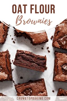 chocolate brownies with text overlay that reads oat flour brownies