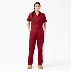 Women's Cooling Short Sleeve Coveralls - Dickies US, English Red Coverall Outfit, Dickies Coveralls, White Platforms, Super Bowl Halftime, Cargo Jumpsuit, Auto Shop, Street Clothes, Dancers Outfit, Dickies Women