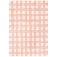 an orange and white checkered rug