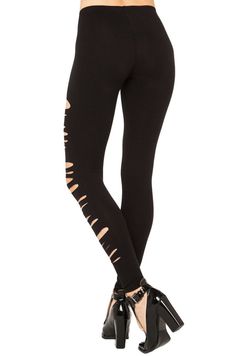 Waist Type: MidFabric Type: SatinMaterial: Cotton, PolyesterLength: Ankle-LengthThickness: StandardThickness: : RegularDecoration: Hollow Out SKU: 2099081 Stretch Edgy Leggings For Spring, Edgy Stretch Leggings For Spring, Ripped Leggings, Black Jeans, Leggings, Pants, Black, Trousers