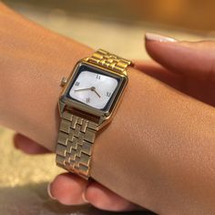 Geminus Sandstone and Pearl Watches VANNA Pearl Watch, Vintage Meets Modern, Blue Sandstone, Crystal Water, Square Watch, Minerals Crystals, Gold Plating, Mother Of Pearl, Natural Stones