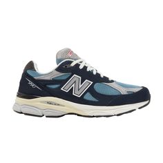 Find NEW BALANCE Teddy Santis X 990v3 Made In Usa 'navy on Editorialist. Inspired by an original colorway of the NB Comp 100 running shoe, the New Balance 990v3 Made in USA ‘Navy’ merges premium materials with a responsive ride. Airy steel blue mesh is utilized on the upper, fortified with pigskin suede overlays in navy and grey. Red lettering spells out ‘New Balance USA’ across the tongue, while a sliver ‘N’ logo decorates the quarter panel. Lightweight cushioning arrives via New Balance’s ENCAP midsole, featuring a soft EVA core with a tough polyurethane rim. New Balance Teddy Santis, New Balance 990v3, Teddy Santis, New Balance Trainers, Usa Navy, Logo Shoes, New Balance Sneakers, Latest Sneakers, Trainer Sneakers