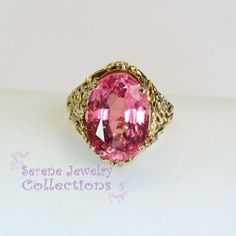 Clear and Gemmy Pink Orange Tourmaline 14k yellow gold vintage ring! The color reminds us tropical combinations normally found with padparascha sapphires! Ring Size: 4.75 Total Weight: 7.26 grams Precious Metal: 14k yellow gold Precious stones: -Pink Orange Tourmaline Center Stone: 9.3 carats, 16.2mm x 11.5mm Hallmark: 585 Vintage Pink Sapphire Ring For Anniversary, Pink Victorian Jewelry In 14k Gold, Pink Oval 14k Stamped Jewelry, 14k Stamped Oval Pink Jewelry, Vintage Tourmaline Ring For Anniversary, Vintage Tourmaline Anniversary Ring, Antique Pink Gemstone Rings, Vintage 14k Gold Pink Rings, Vintage 14k Gold Pink Jewelry