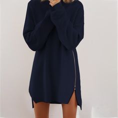 Season:Fall,Spring,Autumn,Winter; Fabric:Polyester; Sleeve Length:Long Sleeve; Look After Me:Machine wash,Hand wash; Gender:Women's; Style:Basic,Knitwear; Elasticity:Micro-elastic; Occasion:Holiday,Daily,Fall Dress,Winter Dress; Fit Type:Regular Fit; Dresses Type:Sweater Dress,Casual Dress,Jumper Dress; Pattern:Pure Color; Design:Zipper; Neckline:Crew Neck; Front page:FF; Production mode:External procurement; 2024 Trends:Boom Sale Dress; Bust:; Length:; Fit US Size:null; Fit UK Size:null; Fit EU Sweater Dress Casual, Cheap Sweaters, Ribbed Sweater Dress, Pink Wine, Dress Sweater, Winter Fabric, Classy Fashion, Fall Dress, Cardigan Sweater Dress