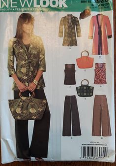 Outfit selection. Uncut. Pattern and instructions are in great condition. Many patterns are international. Please check measurements. Wear Over A Dress, Women Top Sewing Pattern, Pants Patterns, Sew Clothing, New Look Patterns, Trendy Sewing Projects, Trendy Sewing Patterns, Patron Vintage, Sewing Projects Clothes