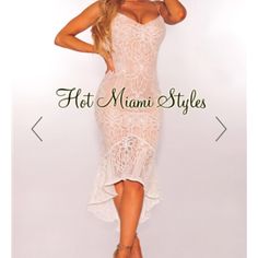 Beautiful White Dress Never Worn Summer Party Lace Dress, Summer Lace Bodycon Party Dress, Summer Party Lace Bodycon Dress, Chic V-neck Lace Party Dress, Chic V-neck Lace Dress For Party, Chic Lace Bodycon Party Dress, Glamorous Summer Lace Midi Dress, Summer Evening Lace Dress, Summer Lace Dress For Night Out, Midi Length