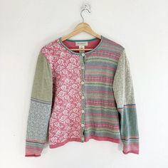 Vintage Pastel Multicolor Floral Granny Cardigan  Button closure, good condition - stitching flaw as seen in last pic on collar  Brand - Susan Bristol  Tag size - Medium Seen on size Small Measurements (laying flat) Chest - 19.5 in Length - 21 in  Sleeve - 21.5 in #floralcardigan #90scardigan #noveltycardigan #cutecardigan #pastelsweater Cheap Vintage Multicolor Cardigan, Retro Multicolor Cardigan With Buttons, Pastel Patchwork Cardigan, Retro Multicolor Buttoned Cardigan, Vintage Multicolor Cotton Cardigan, Pastel Sweater, Floral Cardigan, Cute Cardigans, Womens Cardigan