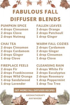 fall leaves frame with blend recipes Fall Essential Oil Blends, Essential Oils Blends, Essential Oils Collection