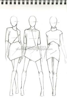 three female mannequins are shown in this drawing