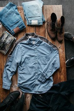 Japanese Denim. American Built. Work Shirt, Double Gauze, Chambray Shirt, Curves Workout, Weekend Getaway, White Pants, Work Shirts, Soft Texture, Men's Style