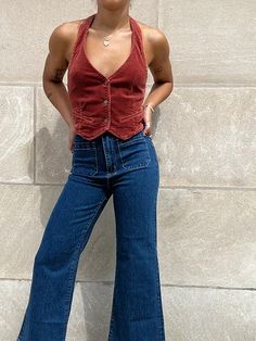 Halter Vest: Brick Cord – Edge of Urge Halter Vest, Western Outfit, She Is Clothed, Book Clothes, Bandana Hairstyles, Fashion Aesthetic, Short Jumpsuit, Short Jacket, Fit Inspo