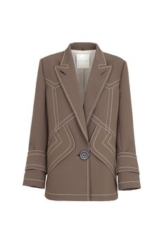 Marco de Vincenzo – Jacket With Contrasting Stitching Blazer Pocket, Contrast Fashion, Blazer Ideas, Jacket Inspiration, Stitch Jacket, Jacket Coat Fashion, Oversized Blazers, Jacket Designs, Design Jacket