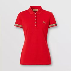 Designer Cotton Polo Shirt With Short Sleeves, Luxury Short Sleeve Polo Shirt, Designer Cotton Polo Shirt For Summer, Luxury Short Sleeve Polo Shirt For Work, Designer Collared Cotton T-shirt, Fitted Polo Collar Top With Branding, Luxury Cotton Short Sleeve Polo Shirt, Designer Cotton Top With Polo Collar, Luxury Fitted Cotton Tops