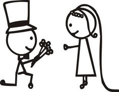 a drawing of a man giving flowers to a woman who is wearing a top hat