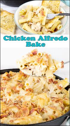 the chicken alfredo bake is ready to be eaten