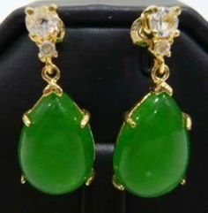 Jewelry Natural Green Jade Dangle & Chandelier Earrings Aaa Green Drop Earrings, Pierced, Green Pierced Drop Earrings, Teardrop Jade Earrings For Formal Occasions, Jade Dangle Earrings For Pierced Ears, Teardrop Clip-on Chandelier Earrings Gift, Green Dangle Chandelier Earrings For Formal Occasions, Green Dangle Chandelier Earrings For Formal Events, Green Chandelier Earrings With Pierced Ears, Green Teardrop Dangle Earrings