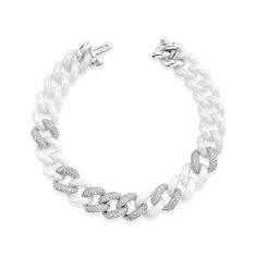 LINKS COLLECTION: The SHAY Diamond 7 Pave & White Ceramic Essential Link Bracelet. Details: 18K White Gold: 16gr White Ceramic: 68cts White Diamonds: 2.68cts Width: 10mm Standard Size: 6.5in Product Number: SB324 Not sure of sizing? See our chart HERE. Please CONTACT us to further customize the size or gemstone or LIVE CHAT with one of our team now. All of our stones are natural and untreated which may result in slight variances in color, shape, and size resulting in beautiful one of a kind Stackable Necklaces, Mini Bracelet, Mini Necklace, Bridal Engagement Rings, Chain Anklet, Pearl Diamond, Single Earring, Rose Gold Diamonds, Chains For Men