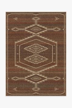 a brown and beige rug with an intricate design