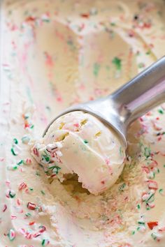 a scoop of ice cream with sprinkles on it