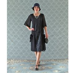 Black 1920s Dress, 1920s Day Dress, Downton Abbey Dress, 20s Costume, 1920s Evening Dress, Black Flapper Dress, Great Gatsby Dress, Downton Abbey Dresses, Charleston Dress