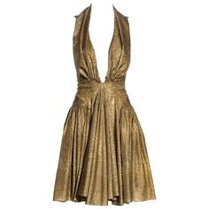 Azzedine Alaia gold printed silk evening dress, ss 1987 For Sale at 1stDibs | alaia gold dress, alaia silk dress, azzedine alaia 1987 Luxury Halter Neck Formal Dress, Luxury Gold V-neck Dress, Gold Halter Neck Evening Dress, Gold Halter Neck Cocktail Dress, Gold Vintage Evening Dress, Gold Silk Cocktail Dress, Vintage Summer Cocktail Evening Dress, Vintage Gold Evening Dress, Vintage Gold Dresses For Evening