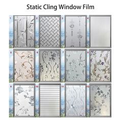 different types of glass windows with flowers and leaves on them, all in various sizes