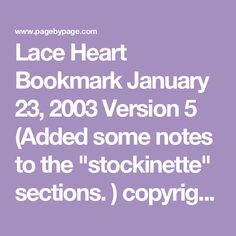 the text reads lace heart bookmark january 23, 2003 version 5 added some notes to the