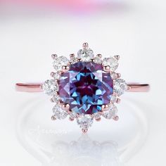 Unique Promise Rings, Alexandrite Engagement Ring, Alexandrite Ring, Solid Gold Rings, Solid Gold Jewelry, Wedding Dreams, Gemstone Engagement Rings, June Birth Stone, Womens Engagement Rings