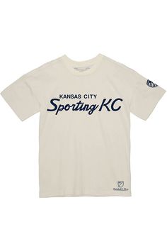 Show off your team pride in this Sporting Kansas City White Sporting KC Script Short Sleeve T Shirt! This SKC Short Sleeve Tee features a script team name screen printed on chest. Make sure everyone knows you root for the Sporting KC with this White SKC T Shirt. Go Sporting! Lightweight material, Crew neckline, Screen print team graphic, Unisex, Officially Licensed, Fit: True to Size, 100% COTTON, Machine Washable, 4 Sporting Kc, Sporting Kansas City, Sports Wall, Mitchell & Ness, Team Names, Kansas City, Kansas, Short Sleeve Tee, Sports