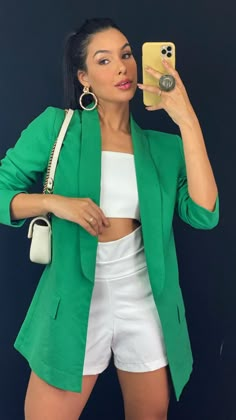 Blazer Verde, Show Da Luna, Basic Style, Casual Looks, Diva, Short Dresses, Outfit Inspirations, Womens Shorts, Blazer