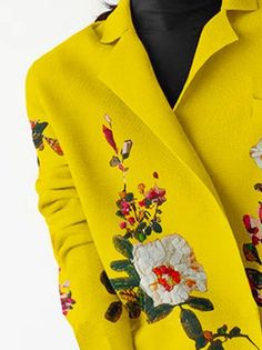 Floral Lapel, Lapel Collar Coat, Sleeves For Women, Embroidery Embellishments, Upcycle Clothing, C Fashion, Fashion Fantasy, Long Sleeve Design, Patterned Cardigans