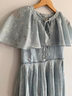 Vintage  Size medium Blue Vintage Dress With Ruffles For Spring, Blue Vintage Dress With Lace Trim, Vintage Blue Embroidered Dresses, Blue Cotton Vintage Dress With Ruffles, Blue Lace Trim Vintage Summer Dress, June Dress, Marine Uniform, Green Scarf, Closet Inspiration